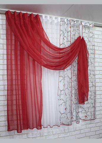 Шифоновые занавески шторы короткие 2x340x170 см (zanaves089к-3) No Brand (306633964)