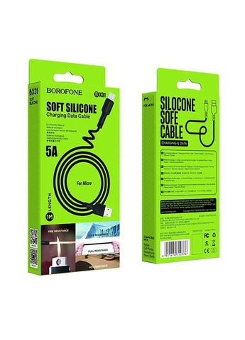 Кабель BX31 USB to Micro 2.4A, 1m, silicone, TPE connectors, Black Borofone (371363355)
