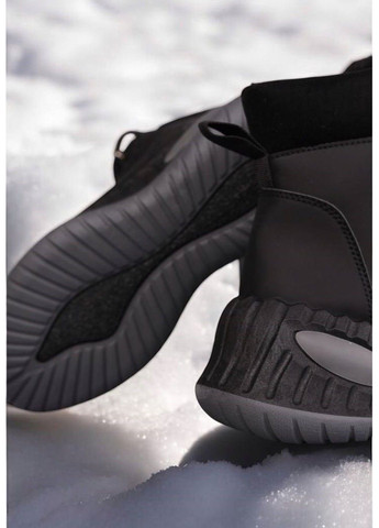 Зимние ботинки женские кольца черные Башили прессованная кожа