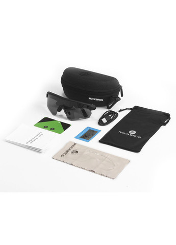 Спортивные очки -SP251B с динамиками, блютуз 5.2 с поляризацией черные с черной линзой Rockbros (280826735)