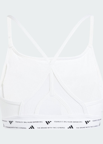 Белый спортивный бра aeroreact training light-support 3-stripes adidas