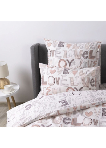 Полуторний комплект постільної білизни з наволочками 50*70 см, 115 гр/м2 Нотатки кохання Бежевий (16550150215) ТЕП (364237749)