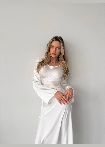 Молочное праздничный, коктейльное, вечернее женское шелковое платье длина макси силуэтная Avanti однотонное