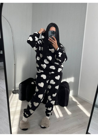 Чорно-біла жіноча піжама кофта + брюки No Brand