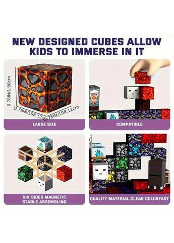 Магнітний конструктор Minecraft 300 шт по грі Майнкрафт Підземелля та лава Mk001019.2 No Brand (372448124)