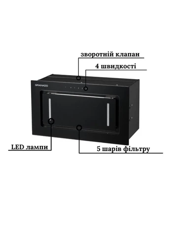 Витяжка Palamos 1614-1200 Black glass GRANADO (392429039)