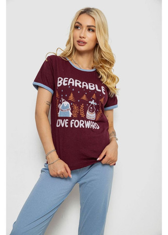 Бордова всесезон піжама жіноча з принтом,, 243r30018 Ager