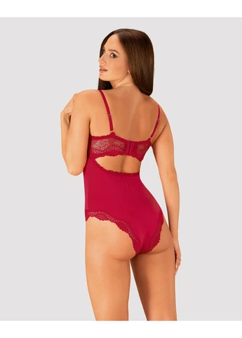 Сексуальное боди с кружевными вставками Rosalyne красное, L/XL Obsessive (383078307)