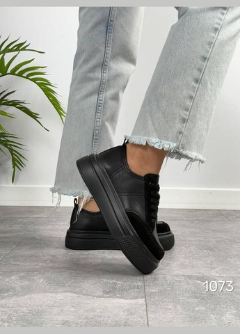 Черные кожаные кроссовки на толстой подошве, кеды, кроссовки, кроссовки женские Jessica Suppo чёрные демисезоны (317831752)