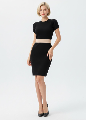 Черное кэжуал летнее трикотажное платье мини kl-56 черный платье-водолазка Number Nine