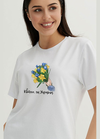Белая летняя футболка цветы как украина Garne