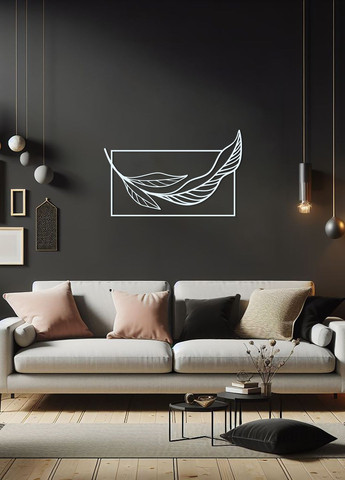 Настінний декор для дому, декоративне панно з дерева "Листок мінімалізм", картина лофт 80х50 см Woodyard (292112596)