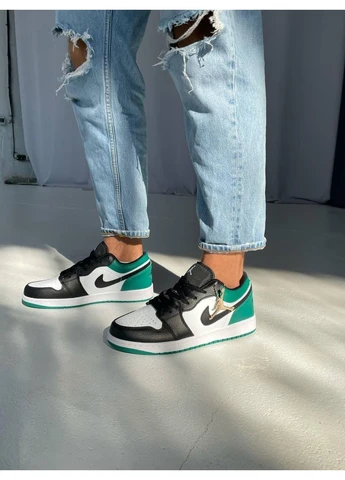 Сірі Осінні кросівки чоловічі nike air jordan retro 1 low green white black найк аір джордан No Brand