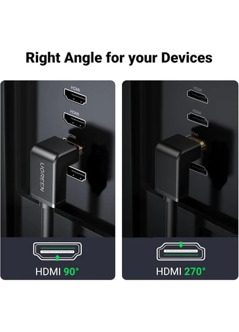 Кабель HD103 HDMI to HDMI 90-Degree Right-Angle V2.0 1m Black (10172) [63384] Ugreen (399919203)