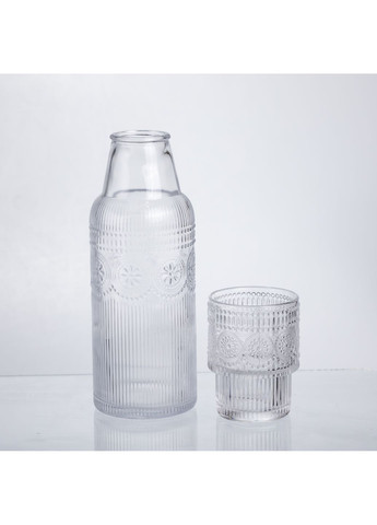 Кувшин для напитков со стаканом 700 мл из толстого стекла с геометрическим узором Yiwu HP-19-L4 No Brand (366830721)