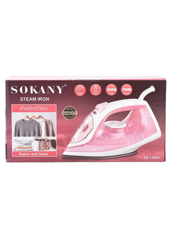 Праска парова ручна для одягу 1800 Вт з металокерамічною підошвою Рожева SK-11044 Sokany (370801716)