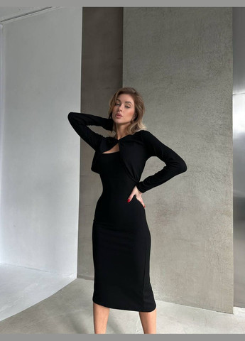 Черное праздничный, коктейльное, деловое, повседневный, кэжуал, джинсовое, вечернее платье женское No Brand однотонное