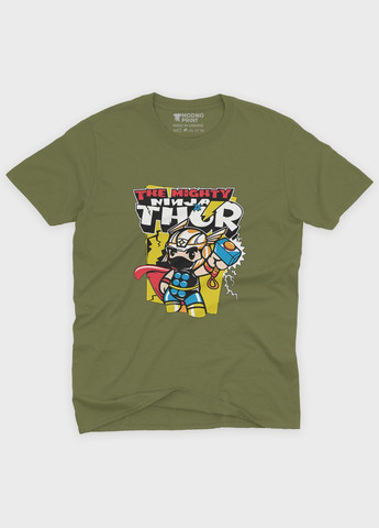 Хаки (оливковая) мужская футболка с принтом супергероя - тор (ts001-1-hgr-006-024-001) Modno