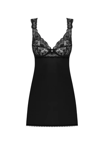Рубашка бэби-долл с кружевом на груди Donna Dream babydoll черная - CherryLove Obsessive (282958962)