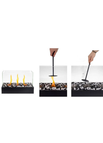 Домашній настільний бездимний біокамін на біоетанолі з чорними білими каменями гасителем вогню 450 мл 45×30×21 см (481661-Prob) Unbranded (364771162)