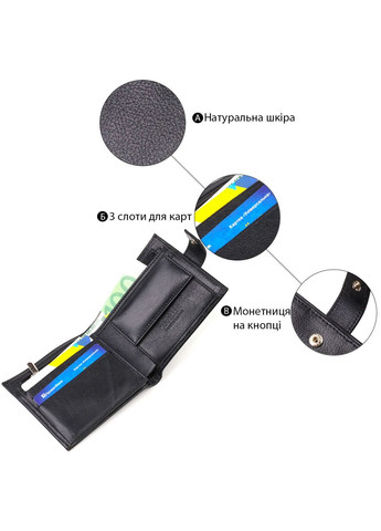 Удобный мужской кошелек из натуральной гладкой кожи 21877 Черный Canpellini (331913487)