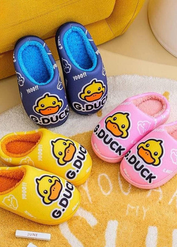 Синие детские теплые комнатные тапочки duck р. (на 36) 23см розовый (7019) FS