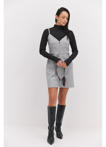 Серое женский теплый сарафан на молнии серый меланж Arjen