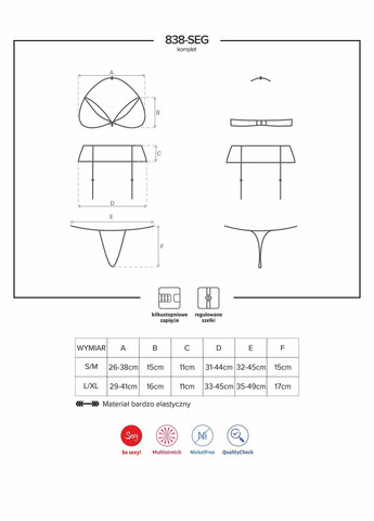 Красный демисезонный комплект белья из красного кружевного гипюра из 3-х предметов adore 838, размер Obsessive