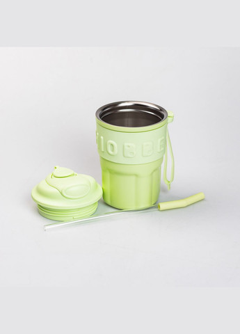 Термочашка Chiobbe з трубочкою та ремінцем 450 мл зелена Yiwu (315718535)