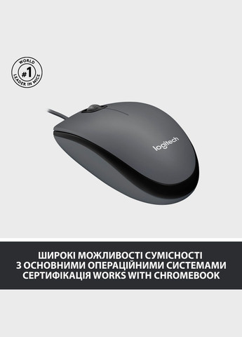 Мишка (910-006652) Logitech m100 usb black (268146239)
