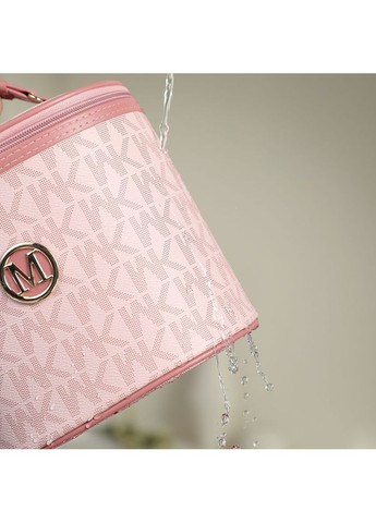 Вместительная водонепроницаемая косметичка бочонок белого цвета с символикой бренда Michael Kors No Brand (316580406)