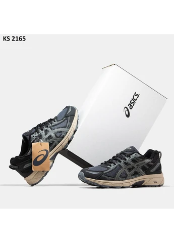 Черные летние кроссовки asics gel-venture 6 green black асикс гель вентура No Brand