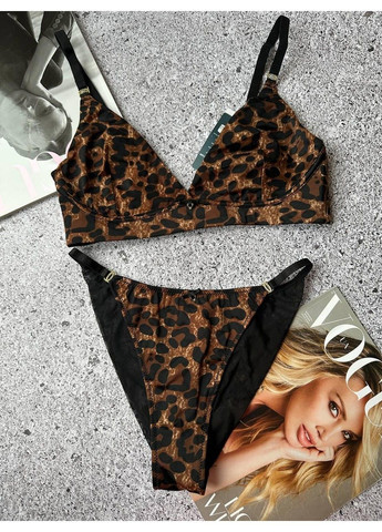 Коричневий комплект жіночої білизни без кісточок леопардовий CHLX
