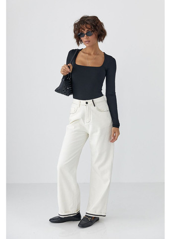 Еластичний боді з довгими рукавами - темно-коричневий колір Lurex (364967912)