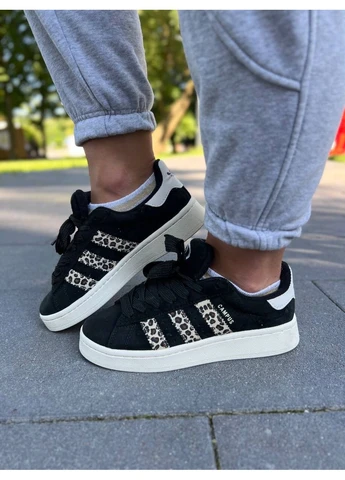 Черные демисезонные кроссовки мужские adidas campus black leopard адидас кампус черные No Brand