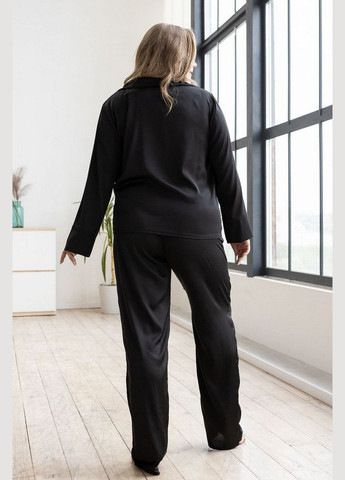 Чорна всесезон шовкова піжама на ґудзиках сорочка + брюки MiaNaGreen П1300 black