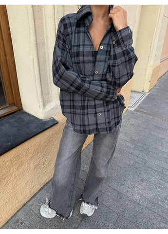 Графитовая рубашка в клетку Vione с длинным рукавом