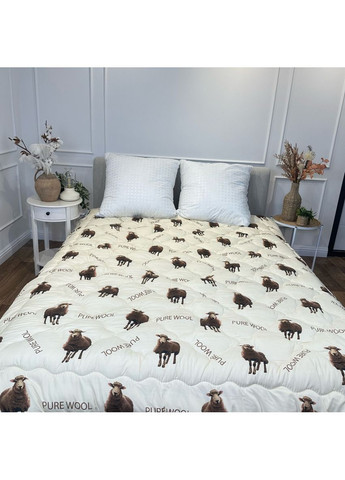 Одеяло двуспальное открытое двустороннее из овечьей шерсти Pure Wool 21440 175х215 см капучино Arda (365964075)