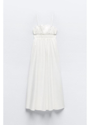 Белое поплиновое платье с вышивкой Zara