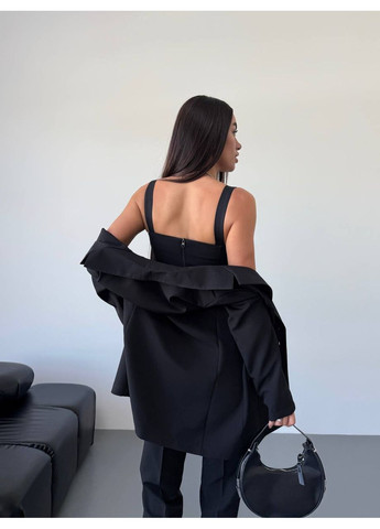 Классический женский костюм тройка с топом черного цвета 34246 Fashion (355341749)