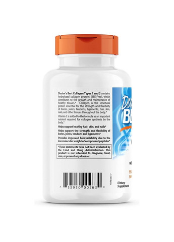 Препарат для суглобів і зв'язок Collagen Types 1&3 500 mg, 240 капсул Doctor's Best (295898888)