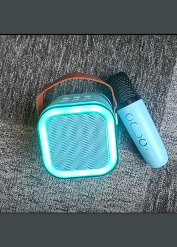 Караоке колонка с RGB подсветкой и беспроводным микрофоном K12 Голубая No Brand (319712685)