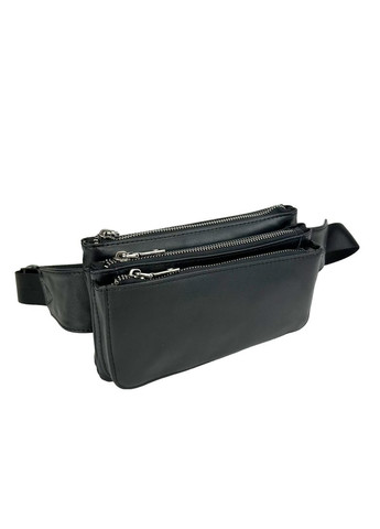 Сумка на пояс бананка з натуральної шкіри чорна RoyalBag 6800A (291419502)