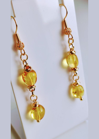 Сережки 2493 з натурального бурштину Медовий відтінок MINOV (311310469)