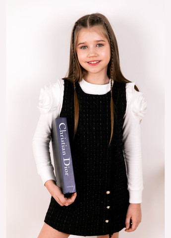 Красивый сарафан твидовый черный для девочек. Sisters Cherries