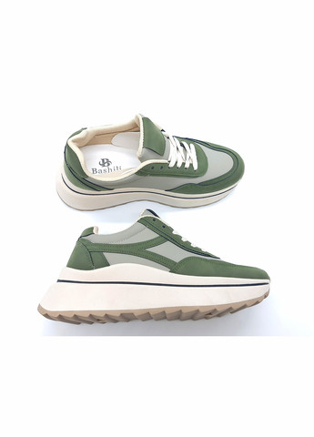 Зеленые всесезонные женские кроссовки зеленые экокожа ba-17-4 23,5 см (р) Bashili