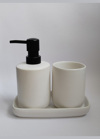 Набір для ванної кімнати керамічний 3 предмети білий No Brand (340463194)