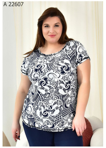 Чорно-біла літня жіноча блуза великого розміру SK