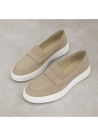 Kindzer Жіночі лофери Lux 1007 бежеві демісезонні замшеві лофери бежевий з натуральна замша, — демісезон (356103794)