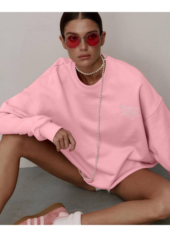 Рожевий жіночий світшот оверсайз з написом MonCher (367088162)